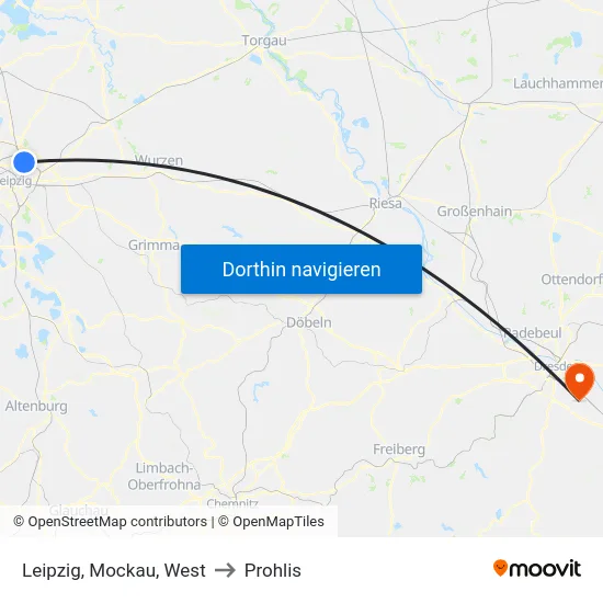 Leipzig, Mockau, West to Prohlis map
