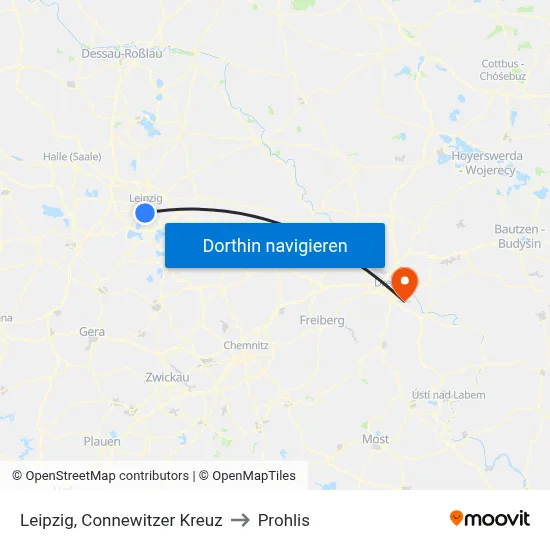 Leipzig, Connewitzer Kreuz to Prohlis map