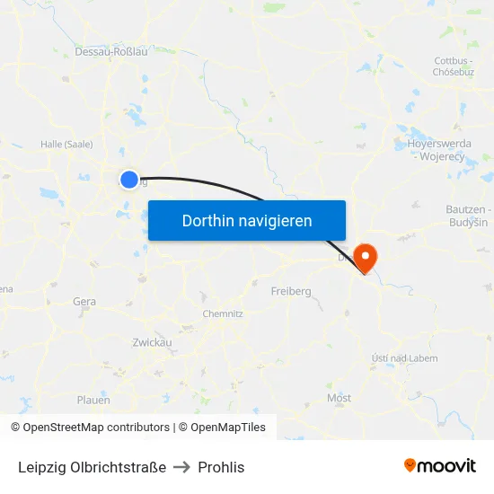 Leipzig Olbrichtstraße to Prohlis map
