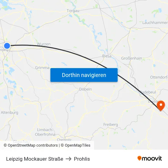 Leipzig Mockauer Straße to Prohlis map