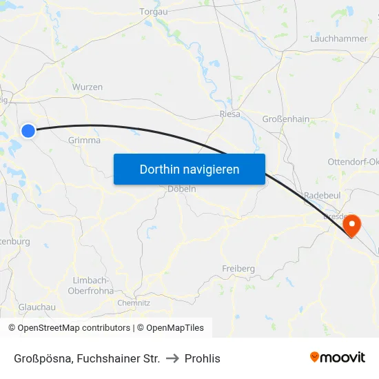 Großpösna, Fuchshainer Str. to Prohlis map