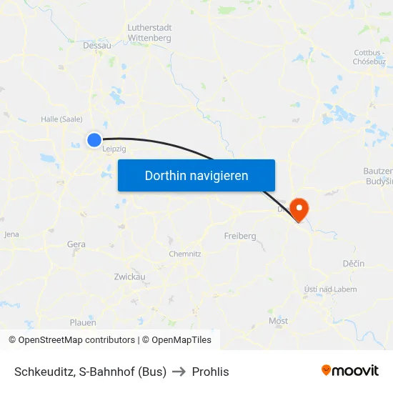 Schkeuditz, S-Bahnhof (Bus) to Prohlis map