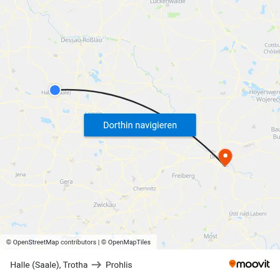 Halle (Saale), Trotha to Prohlis map
