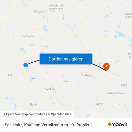 Schleinitz, Kaufland-Verteilzentrum to Prohlis map