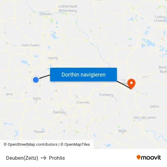 Deuben(Zeitz) to Prohlis map