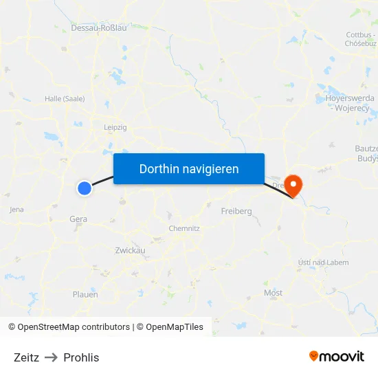 Zeitz to Prohlis map