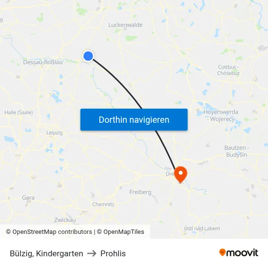 Bülzig, Kindergarten to Prohlis map