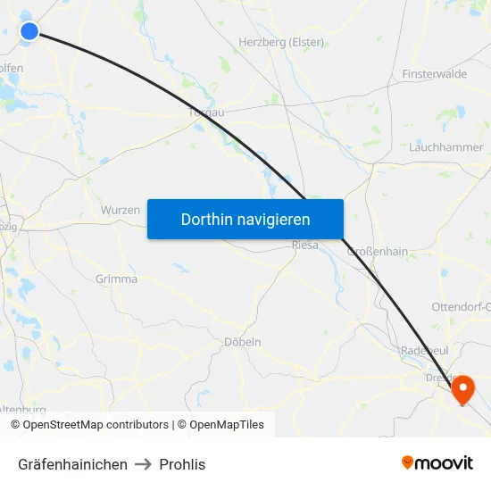 Gräfenhainichen to Prohlis map