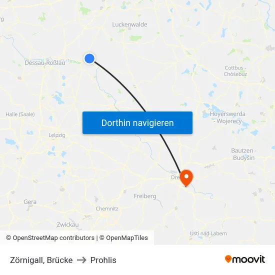 Zörnigall, Brücke to Prohlis map
