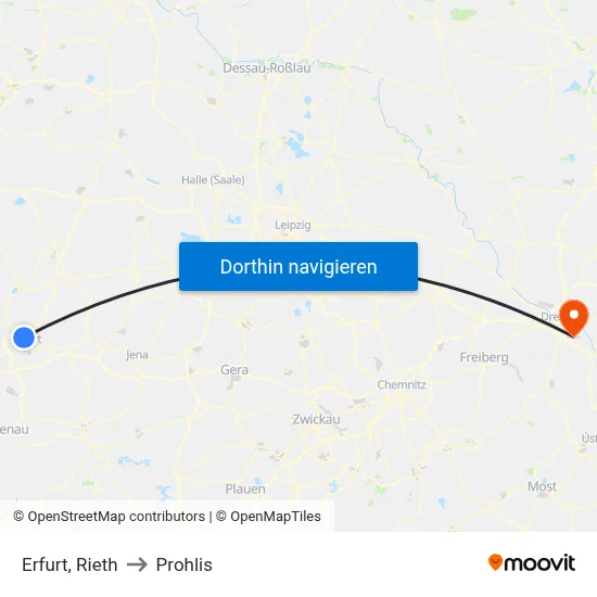 Erfurt, Rieth to Prohlis map