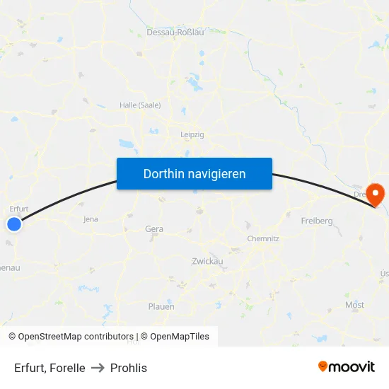 Erfurt, Forelle to Prohlis map