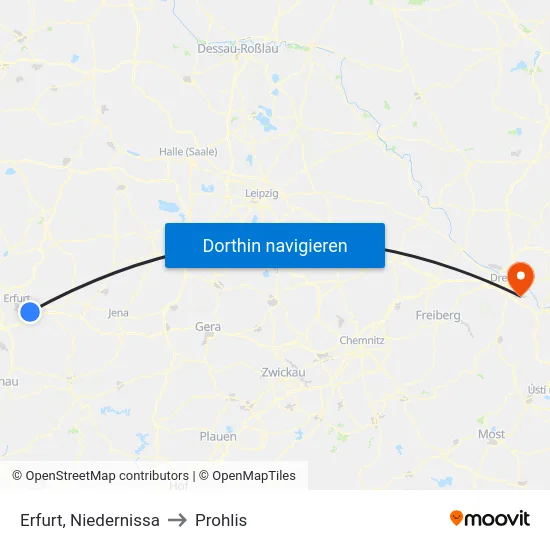 Erfurt, Niedernissa to Prohlis map