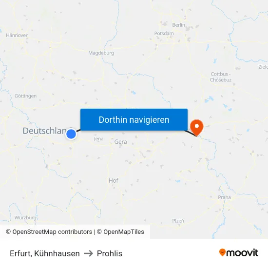 Erfurt, Kühnhausen to Prohlis map