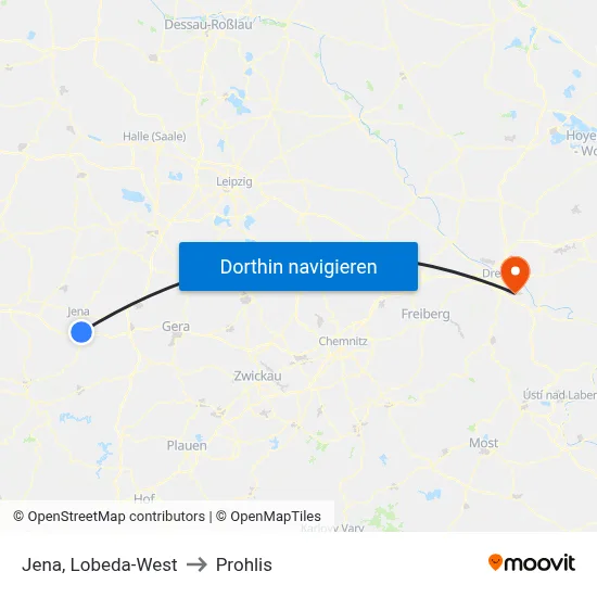 Jena, Lobeda-West to Prohlis map