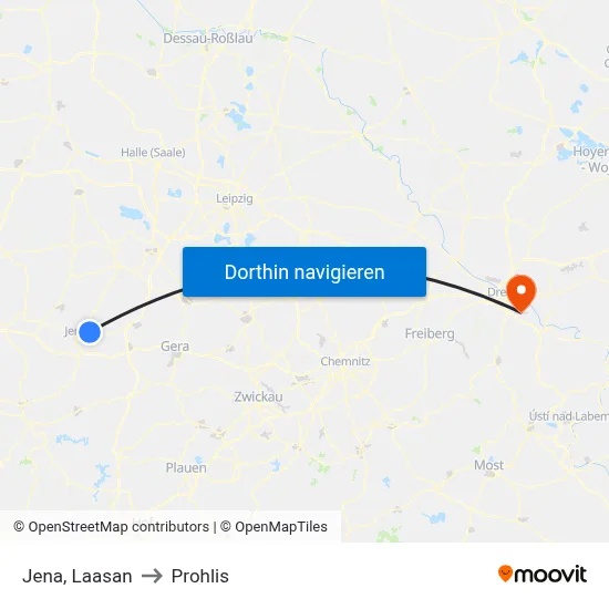 Jena, Laasan to Prohlis map