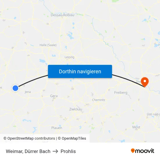 Weimar, Dürrer Bach to Prohlis map