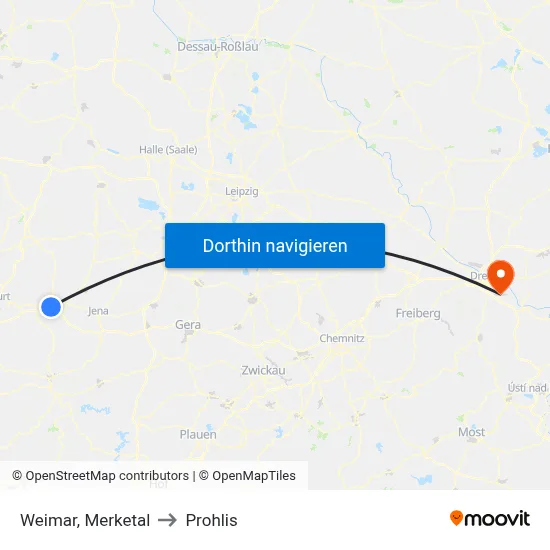 Weimar, Merketal to Prohlis map