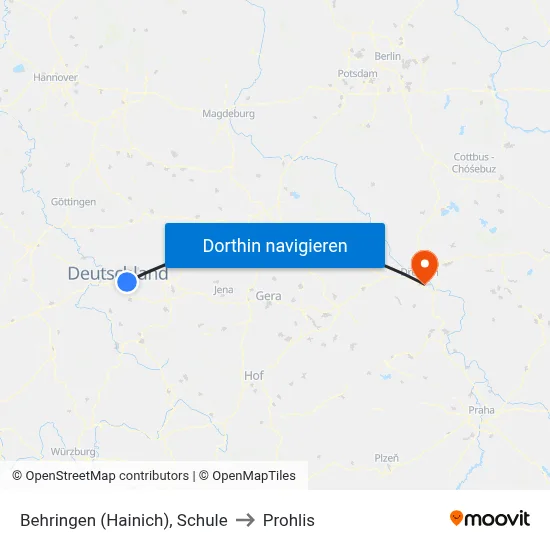 Behringen (Hainich), Schule to Prohlis map
