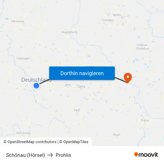 Schönau (Hörsel) to Prohlis map