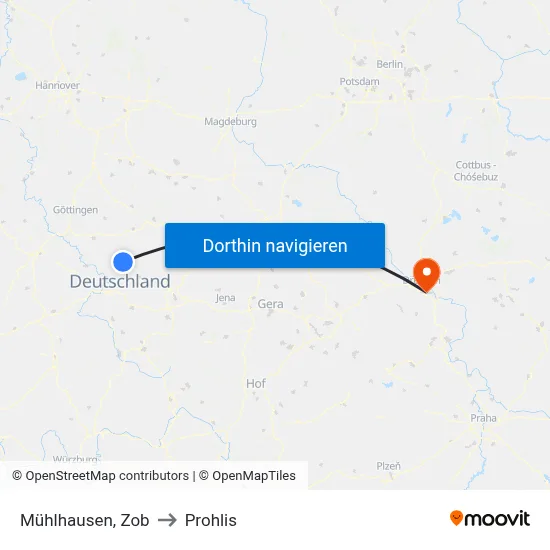 Mühlhausen, Zob to Prohlis map