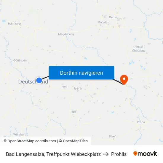 Bad Langensalza, Treffpunkt Wiebeckplatz to Prohlis map