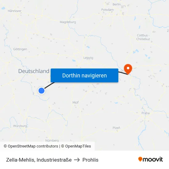 Zella-Mehlis, Industriestraße to Prohlis map