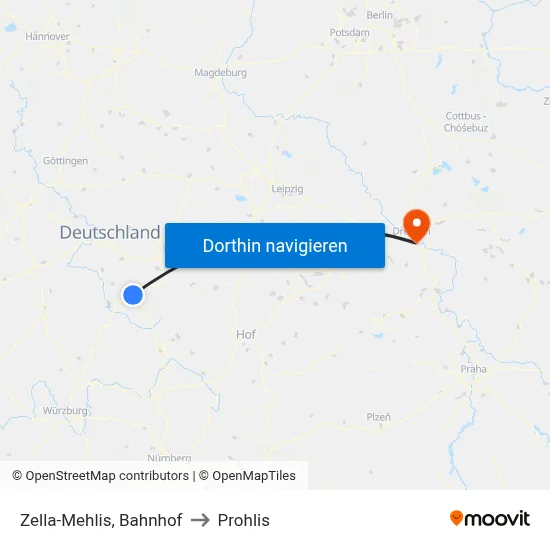 Zella-Mehlis, Bahnhof to Prohlis map