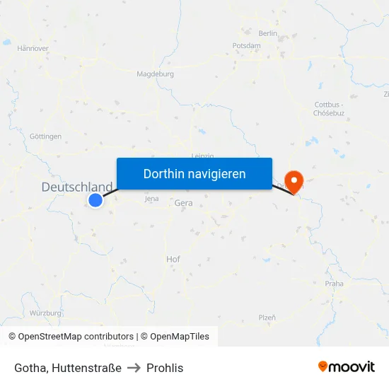 Gotha, Huttenstraße to Prohlis map