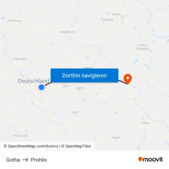 Gotha to Prohlis map