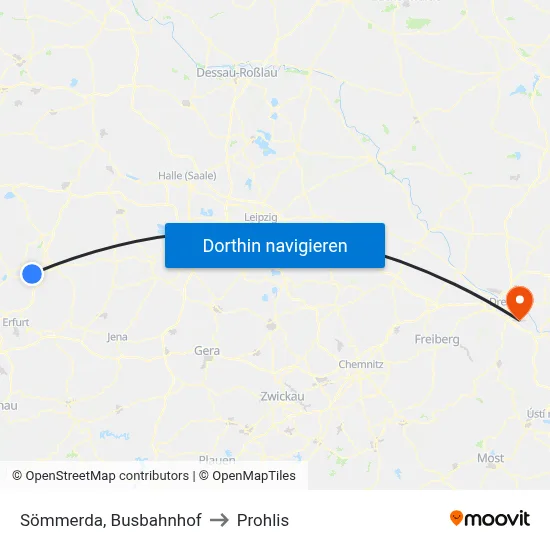 Sömmerda, Busbahnhof to Prohlis map