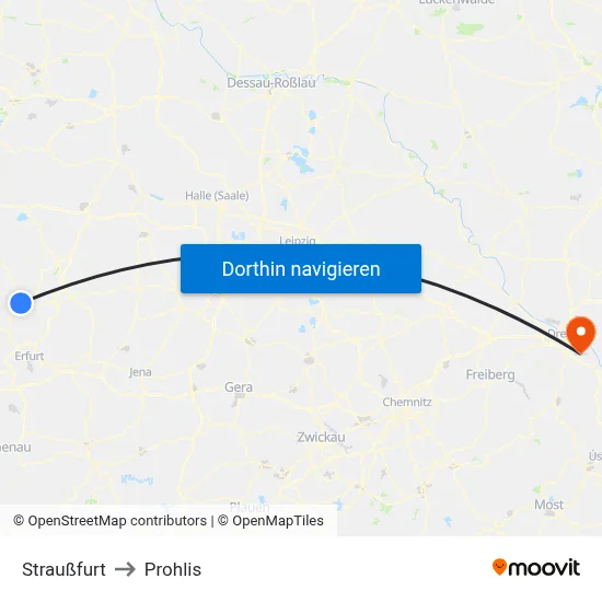 Straußfurt to Prohlis map