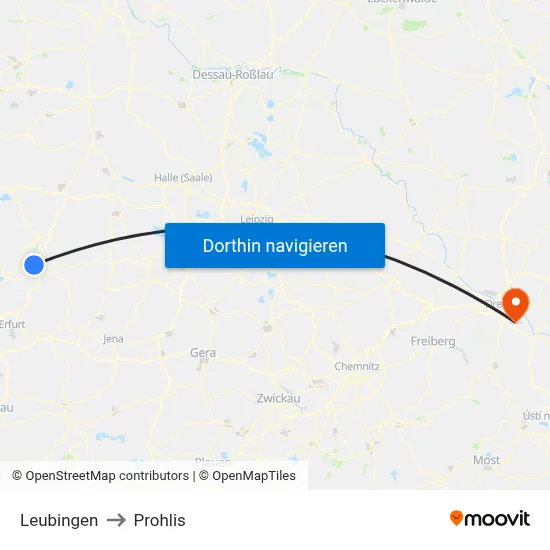 Leubingen to Prohlis map