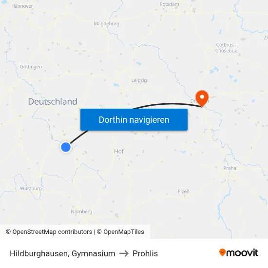 Hildburghausen, Gymnasium to Prohlis map