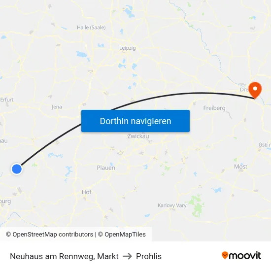 Neuhaus am Rennweg, Markt to Prohlis map