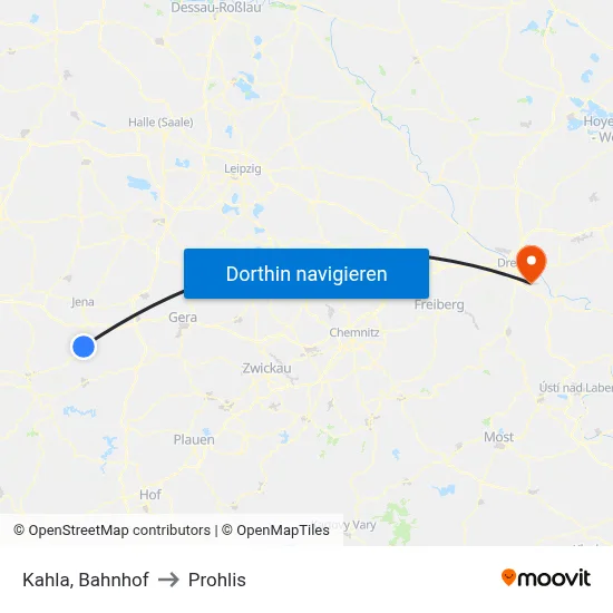 Kahla, Bahnhof to Prohlis map