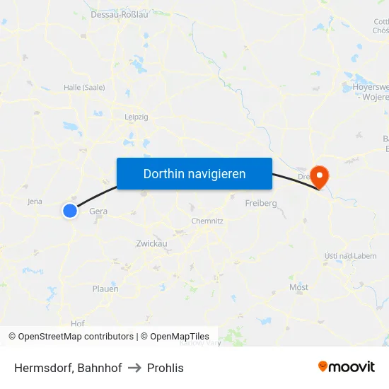 Hermsdorf, Bahnhof to Prohlis map