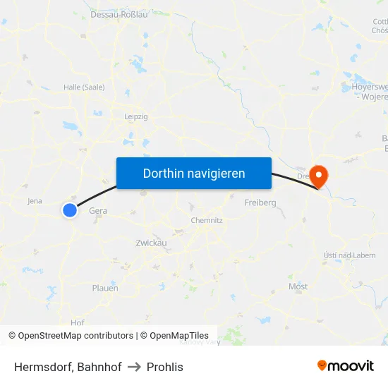 Hermsdorf, Bahnhof to Prohlis map