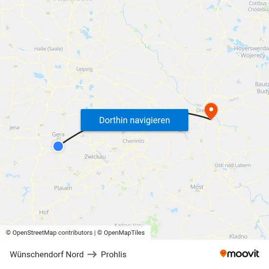 Wünschendorf Nord to Prohlis map