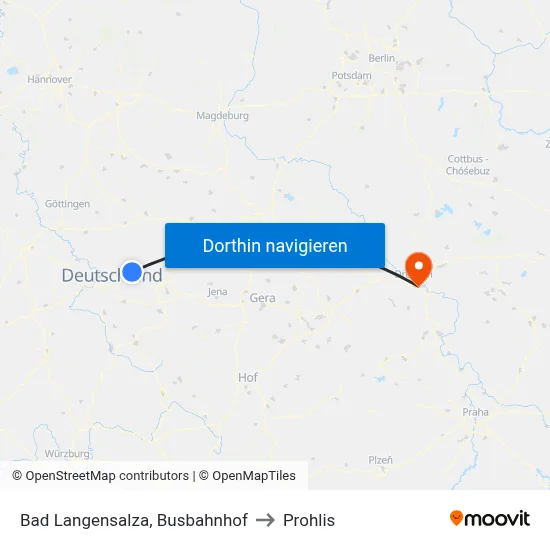 Bad Langensalza, Busbahnhof to Prohlis map