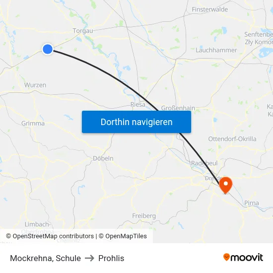 Mockrehna, Schule to Prohlis map