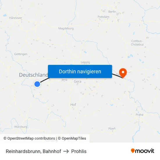 Reinhardsbrunn, Bahnhof to Prohlis map