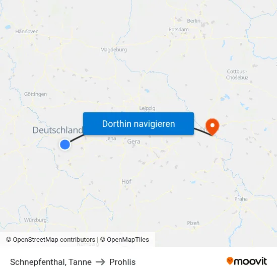 Schnepfenthal, Tanne to Prohlis map