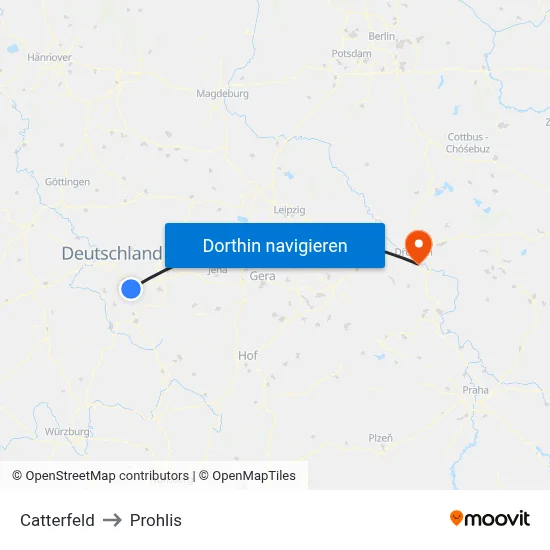 Catterfeld to Prohlis map