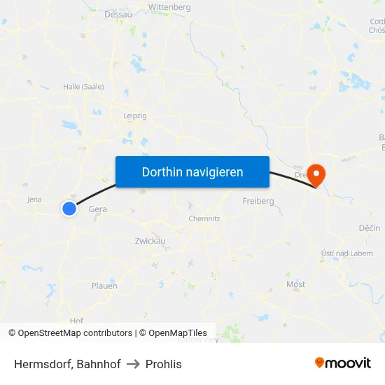 Hermsdorf, Bahnhof to Prohlis map