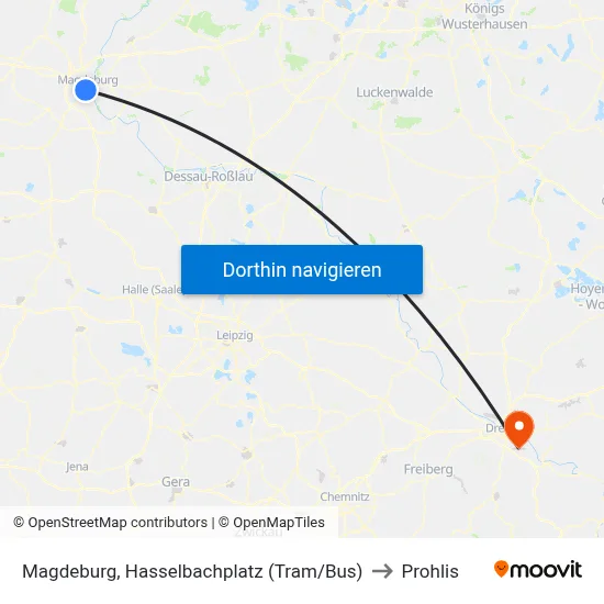 Magdeburg, Hasselbachplatz (Tram/Bus) to Prohlis map