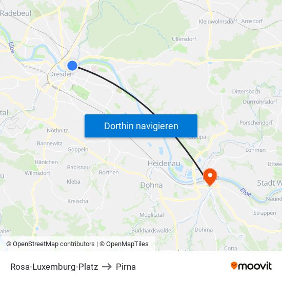 Rosa-Luxemburg-Platz to Pirna map