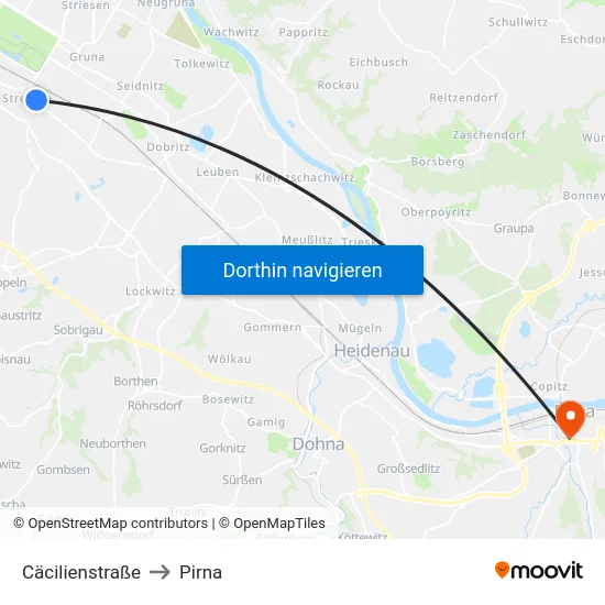 Cäcilienstraße to Pirna map