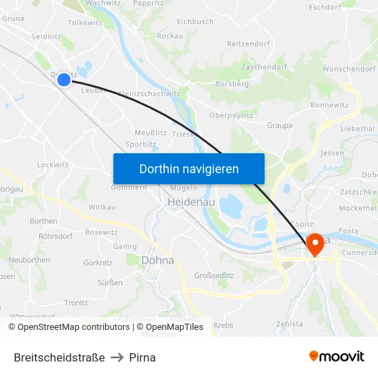 Breitscheidstraße to Pirna map