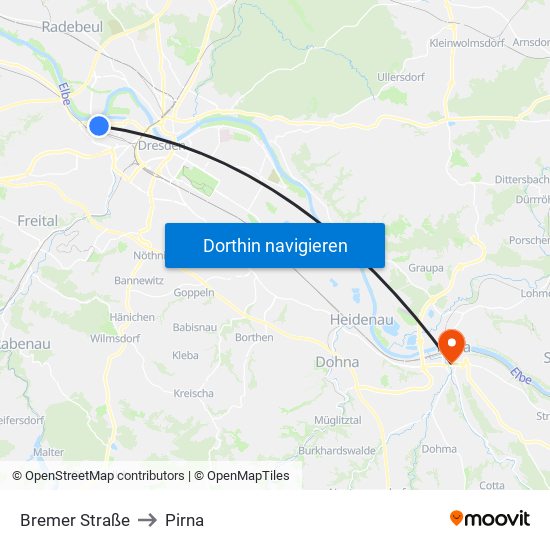 Bremer Straße to Pirna map