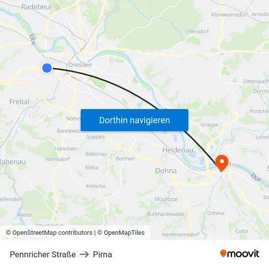 Pennricher Straße to Pirna map